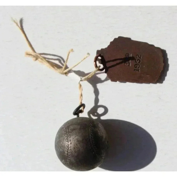 Vintage 1952 3rd Place Metal Baseball W/ Charm Bracelet Or Keychain - Picture 3 of 3